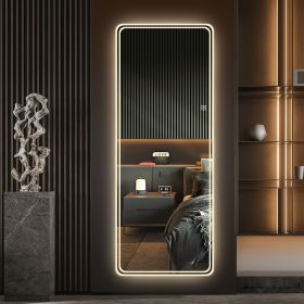 64"x21" Full Length Floor Mirror LED Whole Body Mirror, Wall Mounted Mirror with Lights, Bedroom Full Size Body Mirror with Dimming & 3 Color Mod