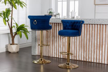 COOLMORE Swivel Bar Stools Set of 2 Adjustable Counter Height Chairs with Footrest for Kitchen, Dining Room 2PC/SET