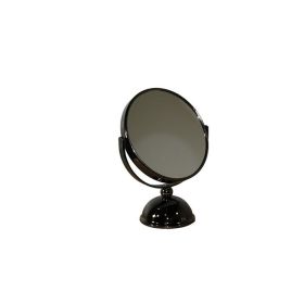 5.5" Diameter Chrome Make-Up Mirror, x5 magnification, Black finish