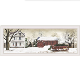 Christmas Trees For Sale By Billy Jacobs, Ready To Hang Framed Print, White Frame (Option: MultiColor)