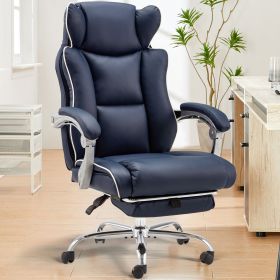 Office Desk Chair With Foot Rest Tall And Big 300LB (Color: Blue)