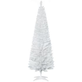 6ft White Christmas Tree, Slim Xmas Tree With Full Appearance, PVC 390 Branch Tips And Metal Stand, Artificial Christmas Tree, White (Color: White)